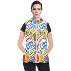 Colorful City Life Horizontal Seamless Pattern Urban City Women s Puffer Vest by Bedest