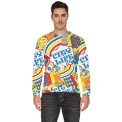 Colorful City Life Horizontal Seamless Pattern Urban City Men s Fleece Sweatshirt by Bedest