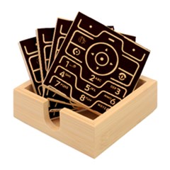 Retro Mobile Device Output Device Bamboo Coaster Set by Bedest