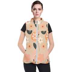 Minimalist Pattern With Simple Lines,flower And Shapes, Creating A Clean And Modern Women s Puffer Vest by myclothy