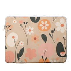 Minimalist Pattern With Simple Lines,flower And Shapes, Creating A Clean And Modern 15  Vertical Laptop Sleeve Case With Pocket