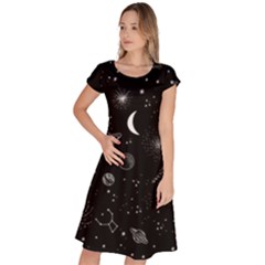 Cosmic Black Space Star Classic Short Sleeve Dress by Ndabl3x