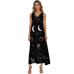 Cosmic Black Space Star V-neck Sleeveless Wide Leg Pants Overalls by Ndabl3x