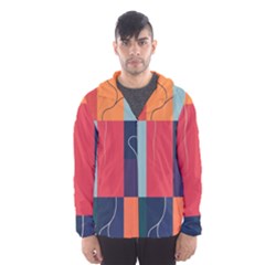  Minimalist Pattern With Simple Lines And Shapes, Creating A Clean And Modern Aesthe Men s Hooded Windbreaker by myclothy