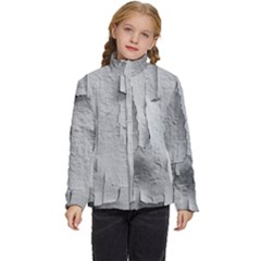 Wall With Cracked White Paint Texture Kids  Puffer Bubble Jacket Coat by dflcprintsclothing