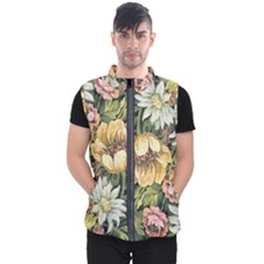 Retro Vintage Floral Men s Puffer Vest by dressshop