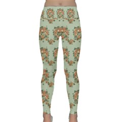 Retro 1880s Flowers Pattern 19 Lightweight Velour Classic Yoga Leggings by violetheavensky