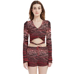 River Roots Velvet Wrap Crop Top And Shorts Set by RiverRootz