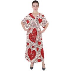 Be My Valentine V-neck Boho Style Maxi Dress by pollyparadiseartshop