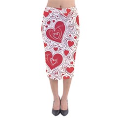 Be My Valentine Velvet Midi Pencil Skirt by pollyparadiseartshop