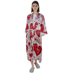 Be My Valentine Maxi Satin Kimono by pollyparadiseartshop