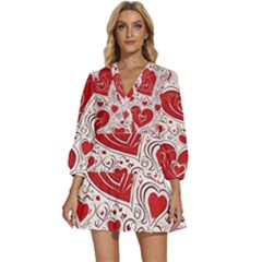 Be My Valentine V-neck Placket Mini Dress by pollyparadiseartshop