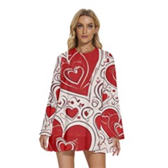 Be My Valentine Round Neck Long Sleeve Bohemian Style Chiffon Mini Dress by pollyparadiseartshop