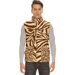 Zebra 2 In Shades Of Brown And Cream Men s High Neck Button Up Puffer Vest by dressshop