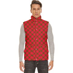 Holiday Plaid Christmas Tartan  Men s High Neck Button Up Puffer Vest by dressshop