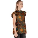 Tribal Chic Ruffle Collar Short Sleeve Chiffon Top View3