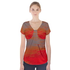 Crimson Skys Short Sleeve Front Detail Top by RiverRootz