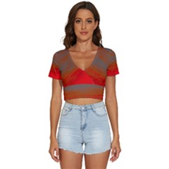 Crimson Skys V-neck Crop Top by RiverRootz