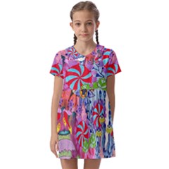 Cabbage Flower Abstract Kids  Asymmetric Collar Dress by okhismakingart