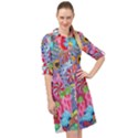 Cabbage Flower Abstract (1) (custom) Long Sleeve Mini Shirt Dress View1