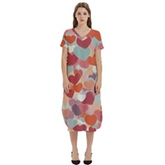 Valentines Day Hearts Romance Love T-shirt Midi Dress With Pockets by Posterlux