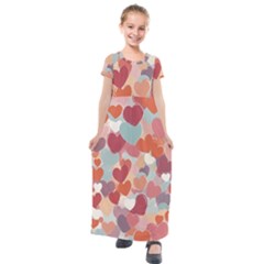 Valentines Day Hearts Romance Love Kids  Short Sleeve Maxi Dress by Posterlux