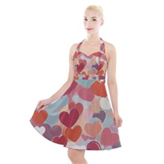 Valentines Day Hearts Romance Love Halter Party Swing Dress  by Posterlux