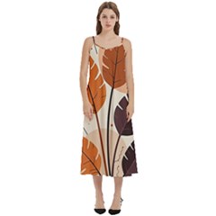 Leaves Boho Monster Nature Casual Spaghetti Strap Midi Dress by Salmanaz77