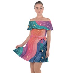 Art Abstract Pattern Off Shoulder Velour Dress by Salmanaz77