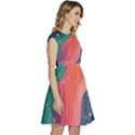 Art Abstract Pattern Cap Sleeve High Waist Dress View3