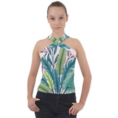 Illustrations Plants Nature Leaves Cross Neck Velour Top by Salmanaz77