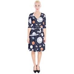 Space Galaxy Universe Stars Sky Wrap Up Cocktail Dress by Paksenen