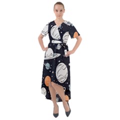 Space Galaxy Universe Stars Sky Front Wrap High Low Dress by Paksenen