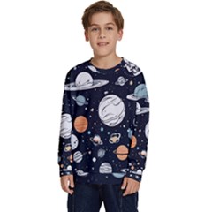 Space Galaxy Universe Stars Sky Kids  Crewneck Sweatshirt by Paksenen