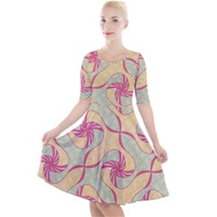 Abstract Pattern Design Scrapbooking Quarter Sleeve A-line Dress With Pockets by Paksenen