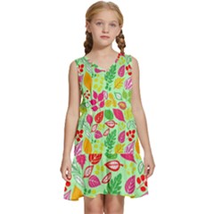 Flower Flora Floral Nature Pattern Seamless Kids  Sleeveless Tiered Mini Dress by Bedest