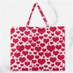 Hearts Valentine Pattern Seamless Zipper Large Tote Bag by Bedest