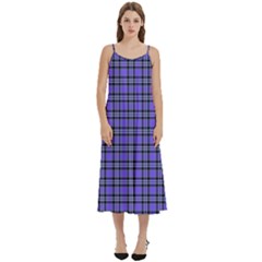 Blue Tartan Plaid 1 Casual Spaghetti Strap Midi Dress by dressshop