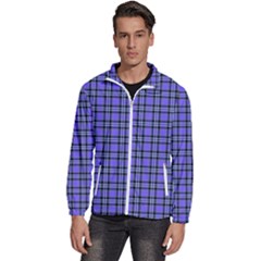 Blue Tartan Plaid 1 Men s High Neck Windbreaker by dressshop