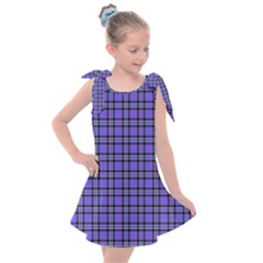 Blue Tartan Plaid 1 Kids  Tie Up Tunic Dress by dressshop