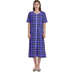 Blue Tartan Plaid 1 Women s Cotton Short Sleeve Nightgown by dressshop