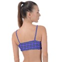 Blue Tartan Plaid 1 Knot Up Bikini Top View2