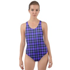 Blue Tartan Plaid 1 Cut-out Back One Piece Swimsuit by dressshop