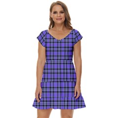 Blue Tartan Plaid 1 Short Sleeve Tiered Mini Dress by dressshop