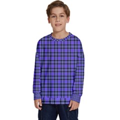 Blue Tartan Plaid 1 Kids  Crewneck Sweatshirt by dressshop