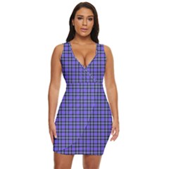 Blue Tartan Plaid 1 Draped Bodycon Dress by dressshop