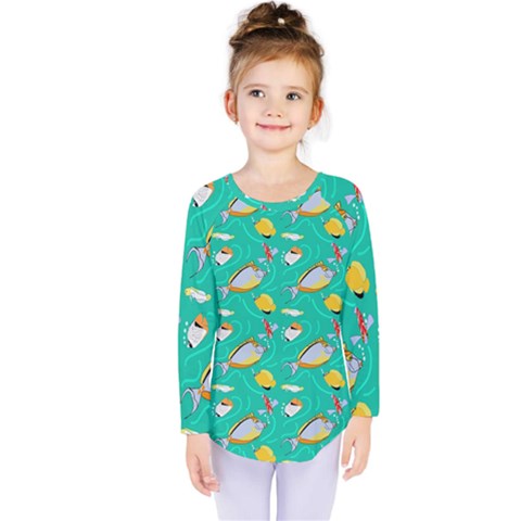 Naso Flame Fabric Kids  Long Sleeve T-shirt by SeaworthyClothing