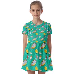 Naso Flame Fabric Kids  Short Sleeve Pinafore Style Dress by SeaworthyClothing