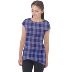 Purple Plaid Tartan 1 Cap Sleeve High Low Top by dressshop