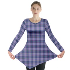 Purple Plaid Tartan 1 Long Sleeve Tunic  by dressshop